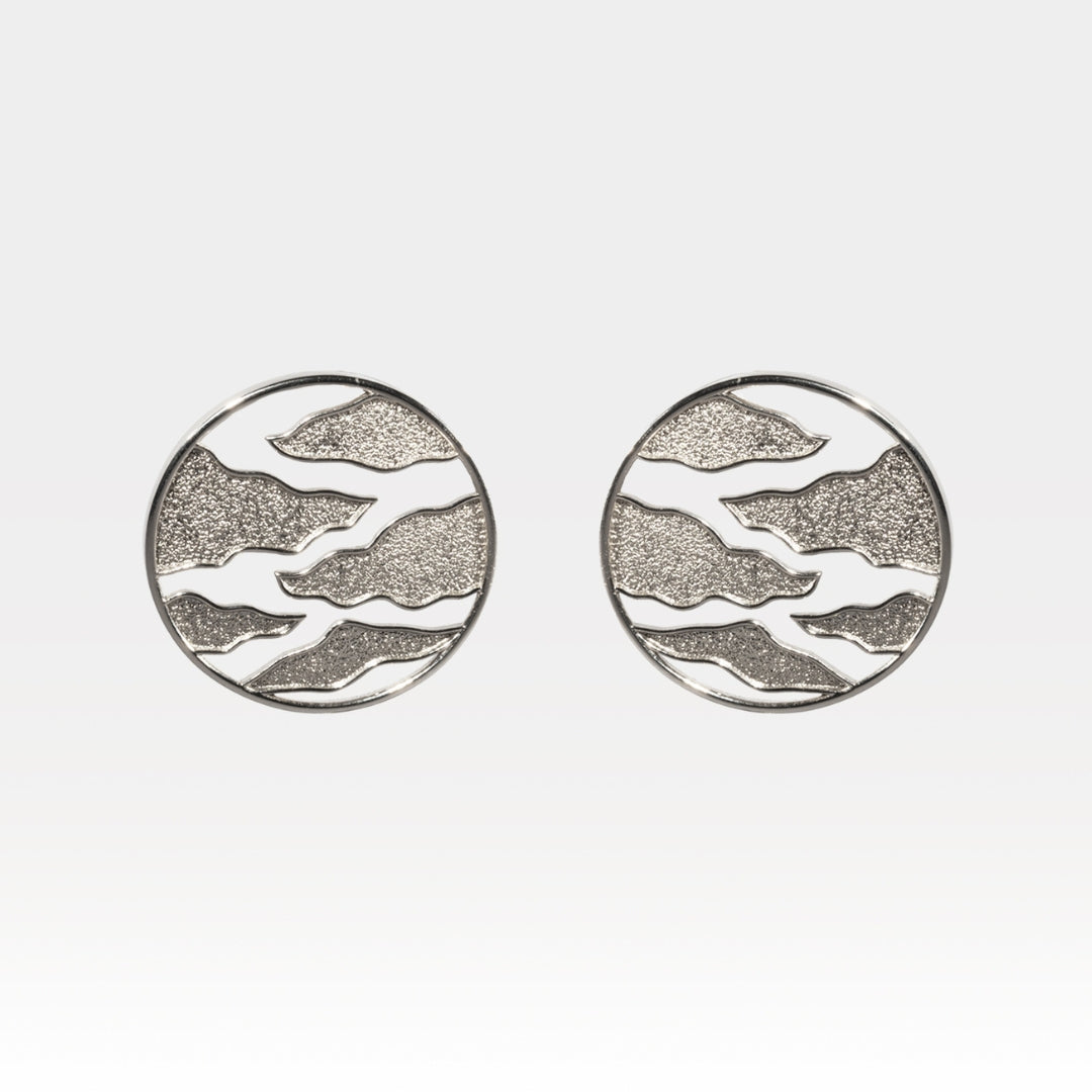Silver statement stud earrings – large round 18k gold plated earrings for women