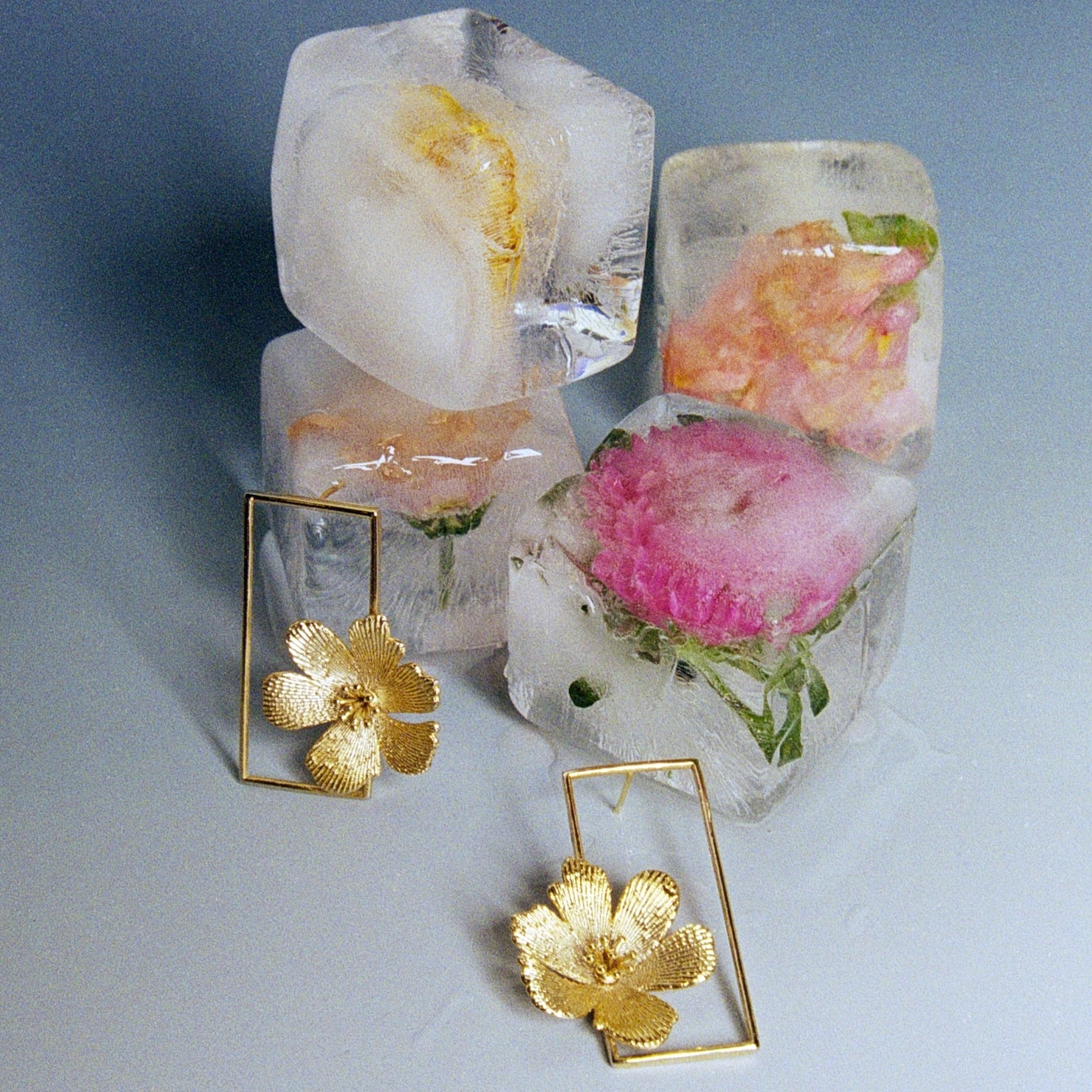 Floral-inspired 18K gold-plated jewelry from the Bloom Collection by House of Kiash – delicate statement pieces designed with petal-like forms.