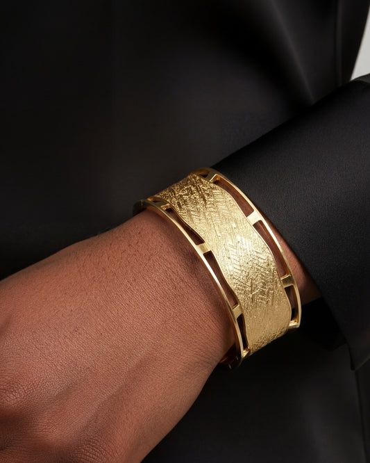 Textured cuff with 18K Gold Plating