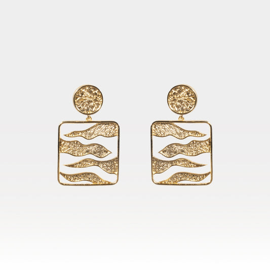 Gold Altitude Dangle Earrings with Textured Finish – House of Kiash