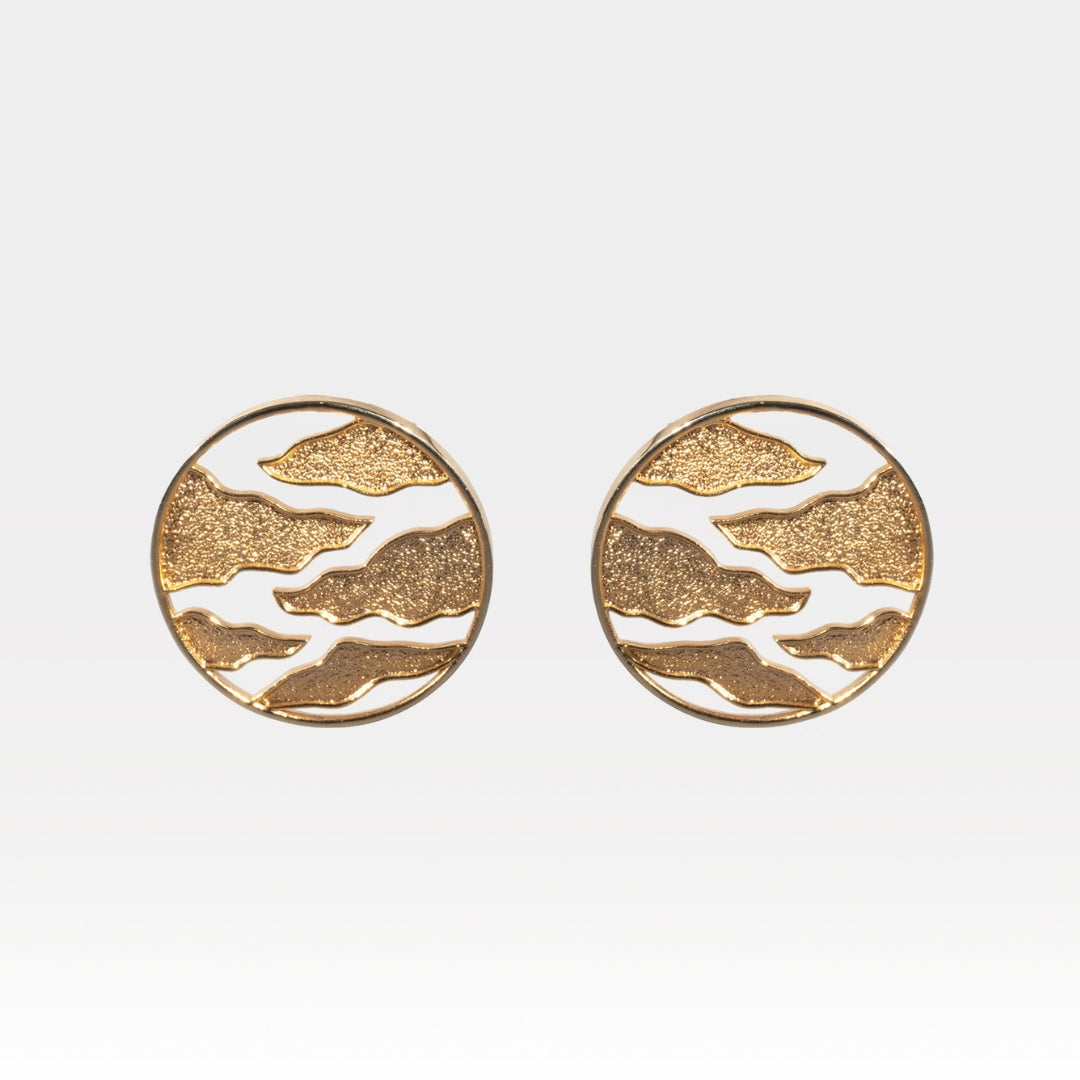 Gold statement stud earrings – large round 18k gold plated earrings for women