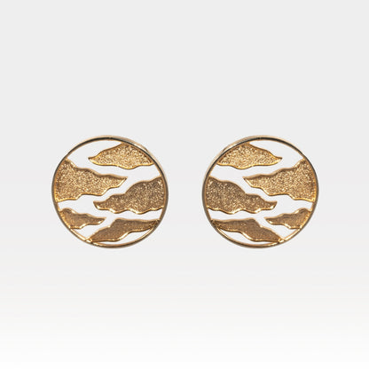Gold statement stud earrings – large round 18k gold plated earrings for women