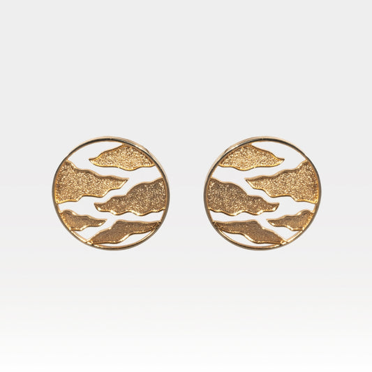 Gold statement stud earrings – large round 18k gold plated earrings for women