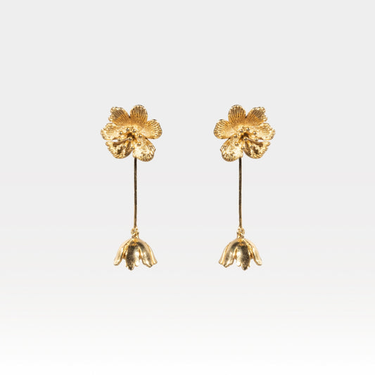Gold floral drop earrings – nature-inspired Bloom Collection statement jewelry by House of Kiash
