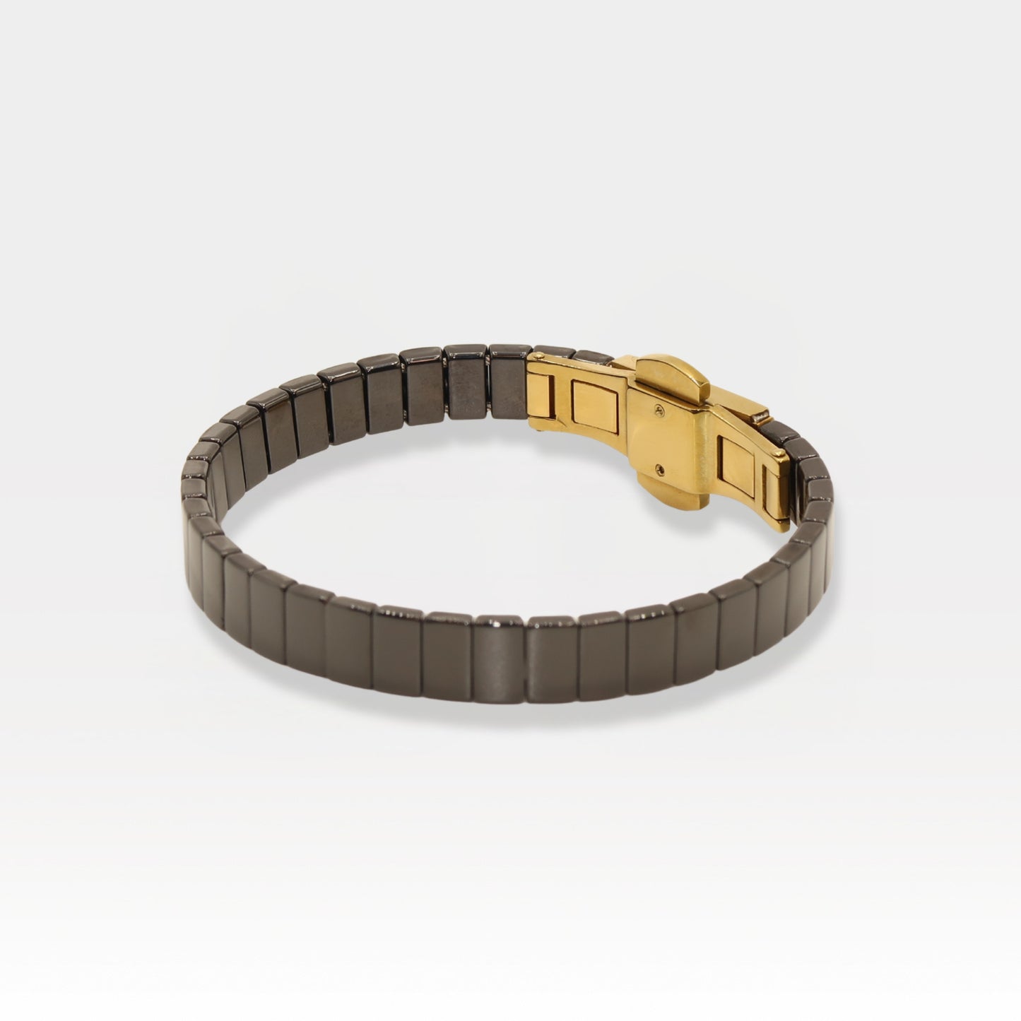 Gunmetal Ceramic Bracelet with Gold Clasp