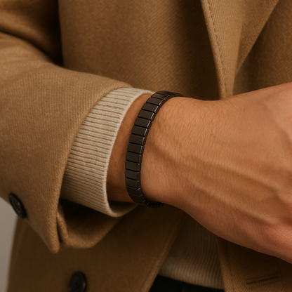 Gunmetal Ceramic Bracelet with Gold Clasp