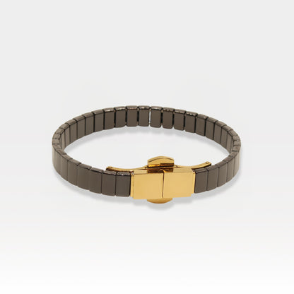 Gunmetal Ceramic Bracelet with Gold Clasp