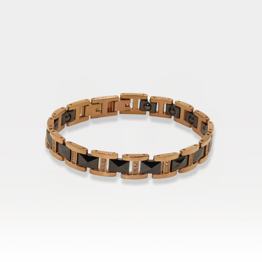 Rose Gold & Black Ceramic CZ Link Bracelet