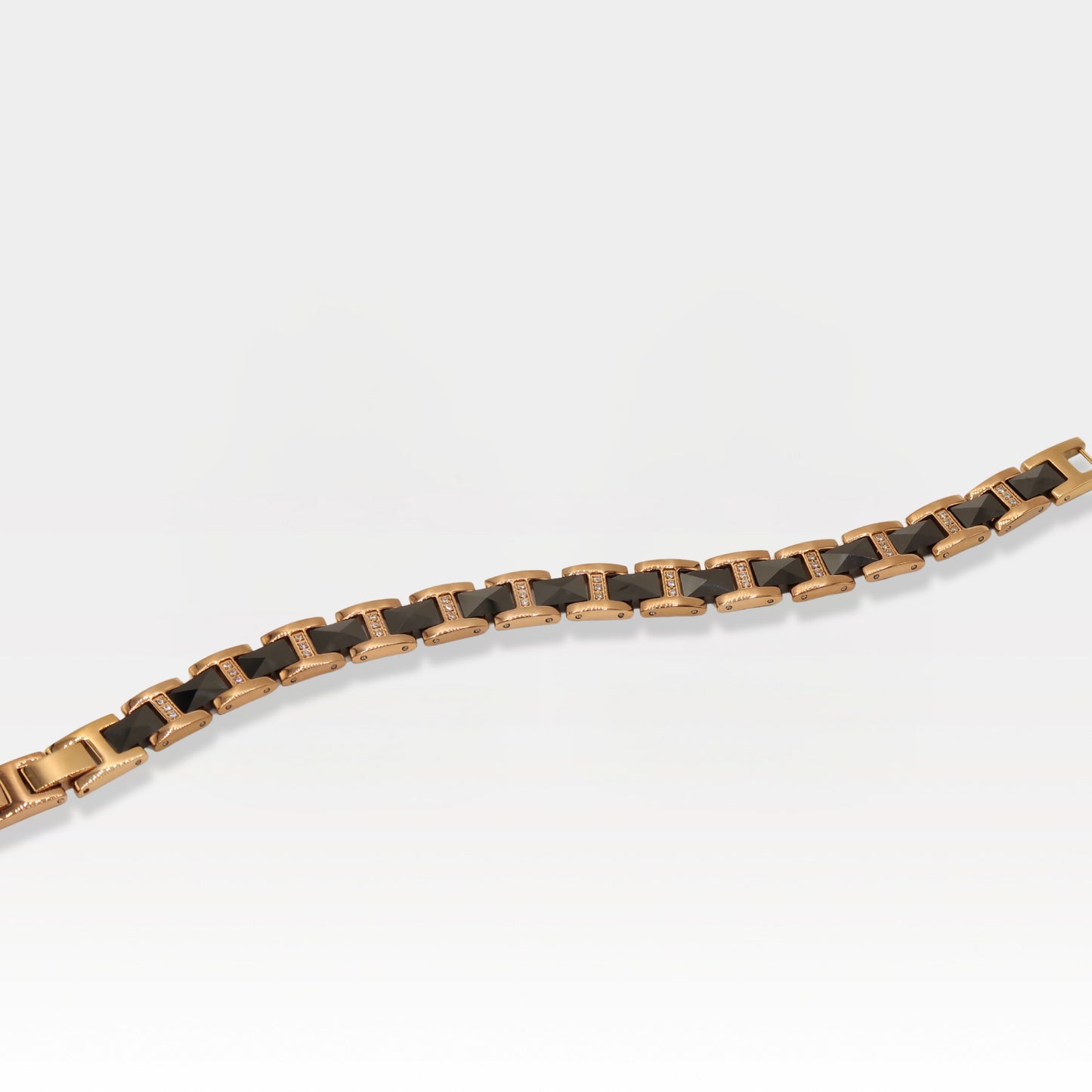 Rose Gold & Black Ceramic CZ Link Bracelet