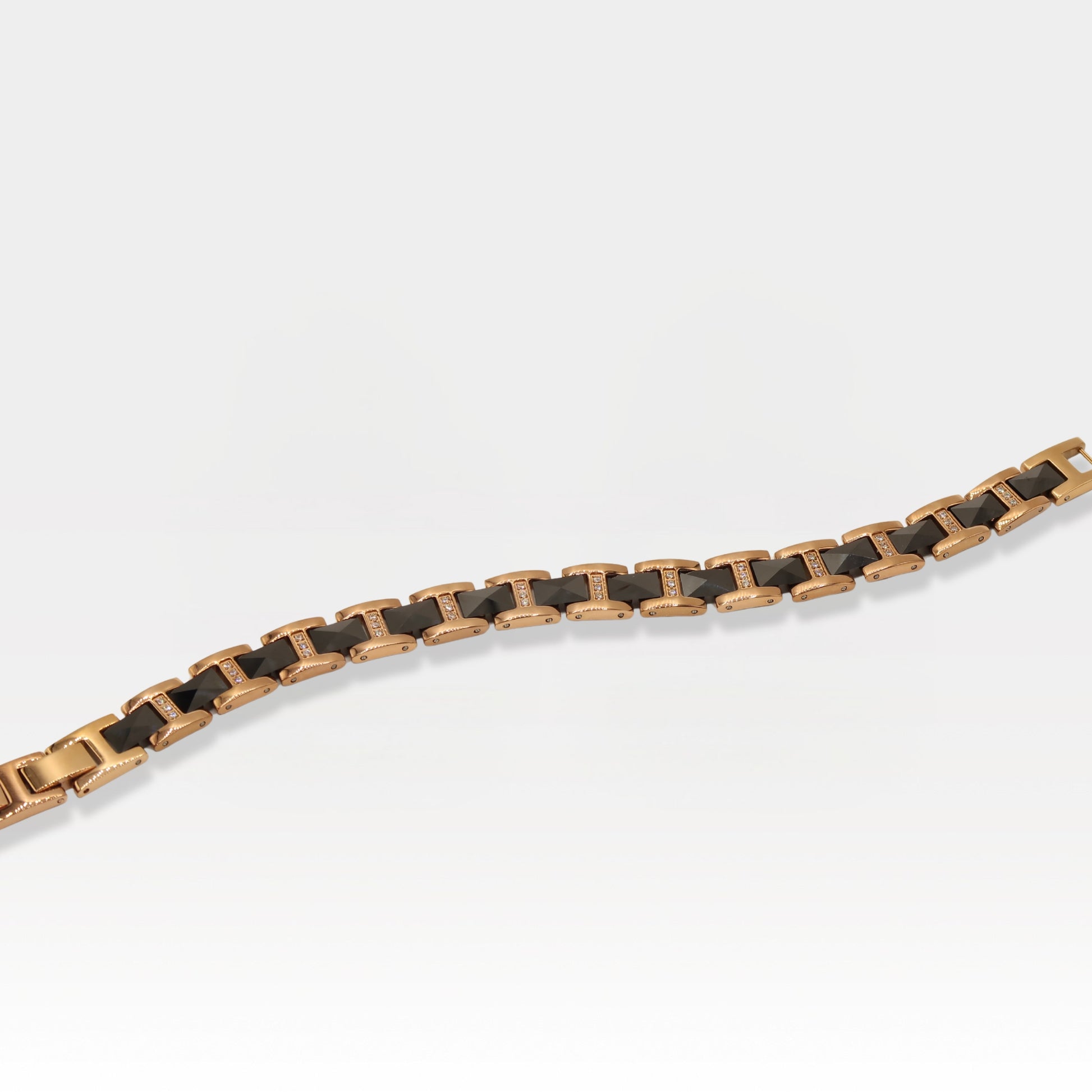 Rose Gold & Black Ceramic CZ Link Bracelet