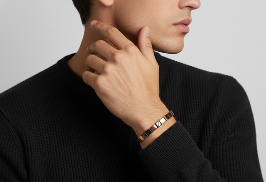 Rose Gold & Textured Black Ceramic Bracelet