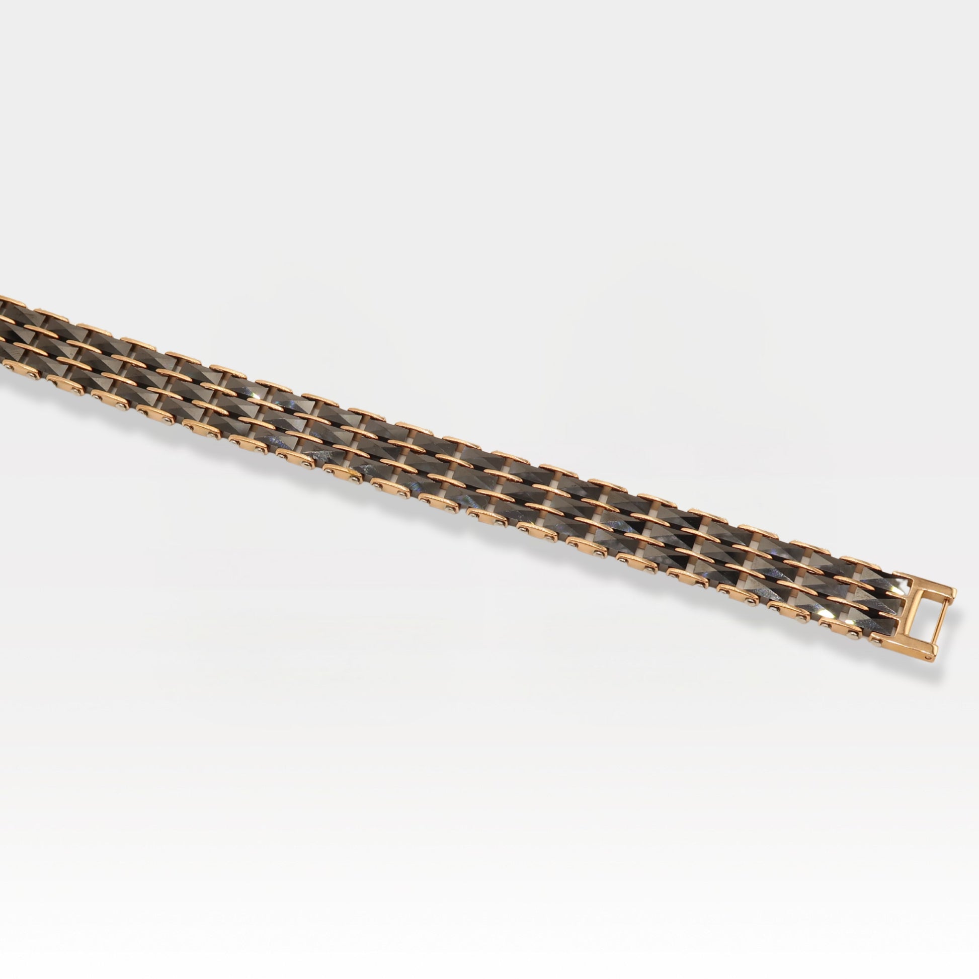 Multi-Link Rose Gold & Black Stainless Steel Ceramic Bracelet
