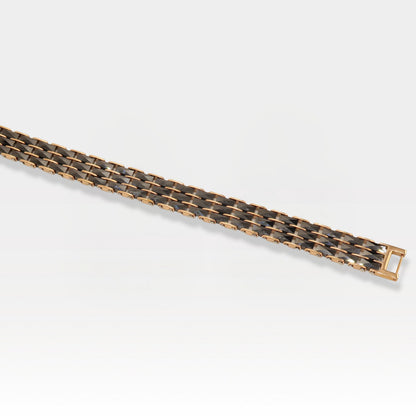 Multi-Link Rose Gold & Black Stainless Steel Ceramic Bracelet