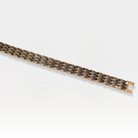 Multi-Link Rose Gold & Black Stainless Steel Ceramic Bracelet
