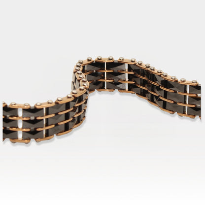 Multi-Link Rose Gold & Black Stainless Steel Ceramic Bracelet
