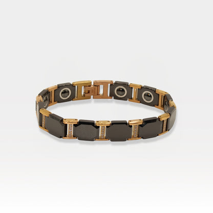 Rose Gold & Faceted Black Ceramic CZ Link Bracelet