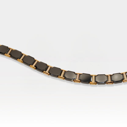 Rose Gold & Faceted Black Ceramic CZ Link Bracelet