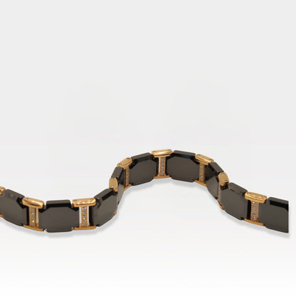 Rose Gold & Faceted Black Ceramic CZ Link Bracelet