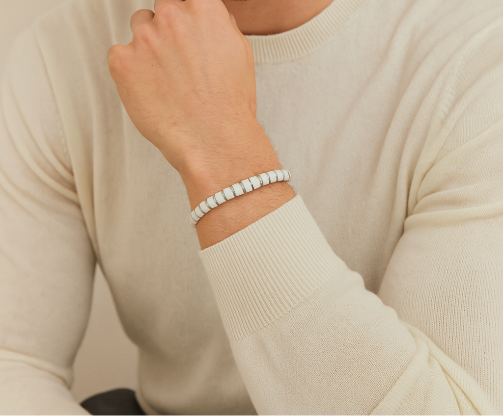White Ceramic & Stainless Steel Bracelet