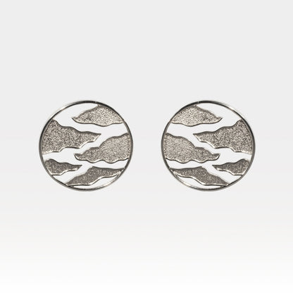 Silver statement stud earrings – large round 18k gold plated earrings for women